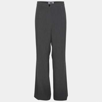 Pre Owned Perte by Krizia Grey Polyester Blend Fabric Trousers XL