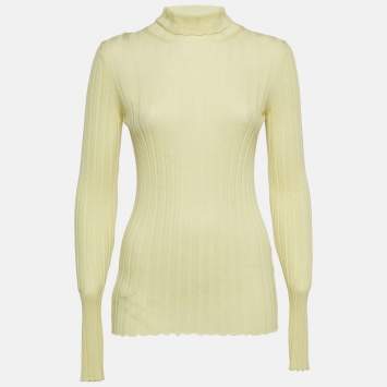 Pre Owned Petar Petrov Yellow Rib Knit Turtle Neck Sweater S