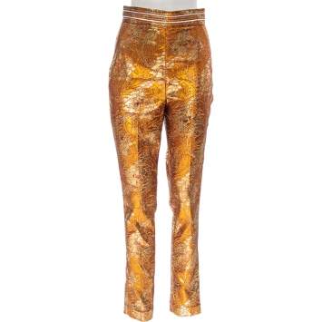 Pre Owned Peter Pilotto Metallic Floral Lurex and Jacquard Tapered Trousers S