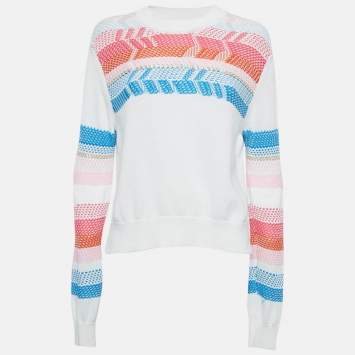 Peter Pilotto White Patterned Knit Full Sleeve Sweater M
