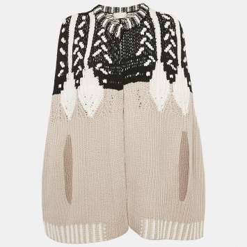 Peter Pilotto Beige Cable Knit Intarsia Poncho M