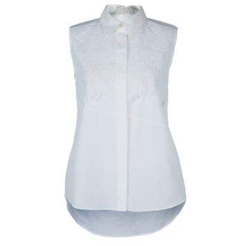 Pre Owned Peter Pilotto White Lace Detail Sleeveless Eero Blouse S