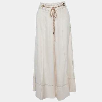 Pre Owned Peter Pilotto Cream Linen & Silk Parallel Pants M