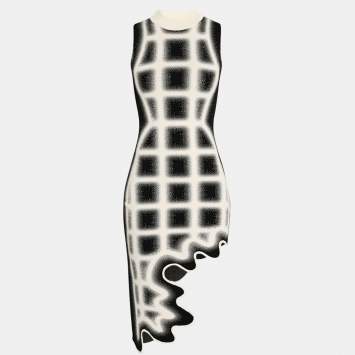 مملوكة مسبقًا PH5 UV Reactive Monochrome Wave Pattern Knit Bella Dress M