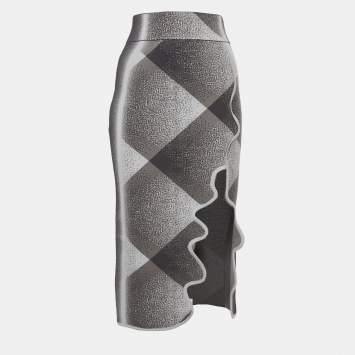 Pre Owned PH5 Grey Jersey Plaid Holly Midi Skirt XS