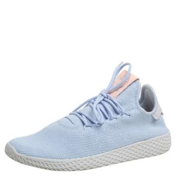 Pre Owned Pharrell Williams Blue/Orange Knit Fabric Tennis HU Slow Top Sneakers Size 41.5
