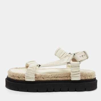 Pre Owned 3.1 Philip Lim White Croc Embossed and Leather Espadrille Sandals Size 36