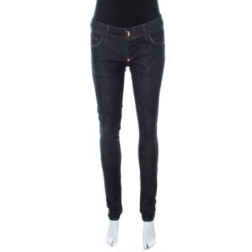 Pre Owned Philipp Plein Blue Dark Wash Denim Strawberry Cheesecake Slim Fit Jeans S