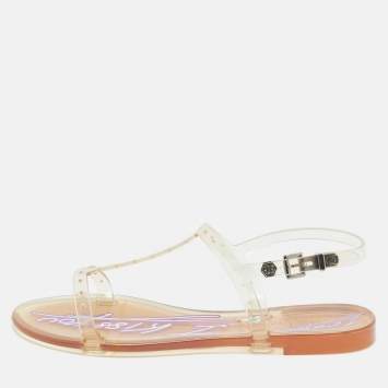 Pre Owned Philipp Plein Transparent Jelly Slingback Flats Size 38