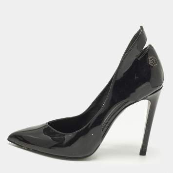 Pre Owned Philipp Plein Size 36 Black Patent Leather Cut Out Pointed Toe Pumps