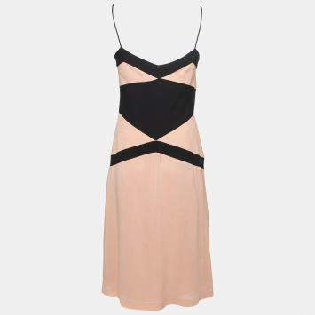 Pre Owned Philosophy Bicolor Paneled Noodle Strap Flared Dress S