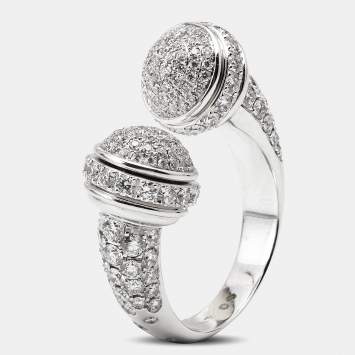 Pre Owned Piaget Possession Paved Diamond 18k White Gold Open Ring Size 52