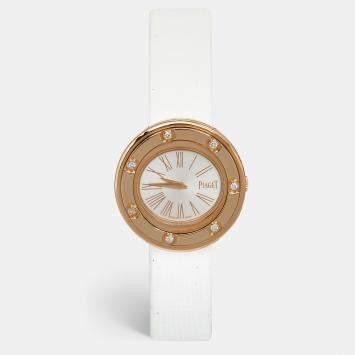 Pre Owned Piaget Silver 18k Rose Gold Diamond Satin Possession G0A41086 Women's Wristwatch 29 mm