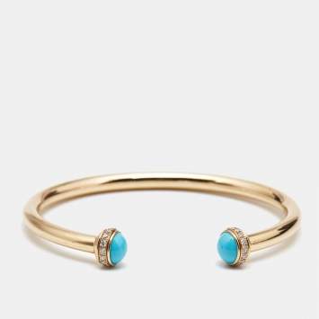 Pre Owned Piaget Possession Turquoise Diamond 18k Rose Gold Bracelet 16