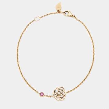 Pre Owned Piaget Rose Diamond Pink Sapphire 18k Rose Gold Bracelet