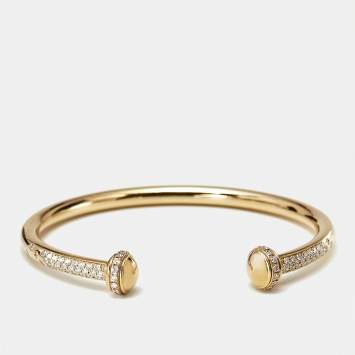 Pre Owned Piaget Possession Diamonds 18k Yellow Gold Open Cuff Bracelet 16
