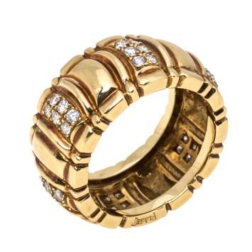 Pre Owned Piaget Diamond 18K Yellow Gold Wide Band Ring Size 53