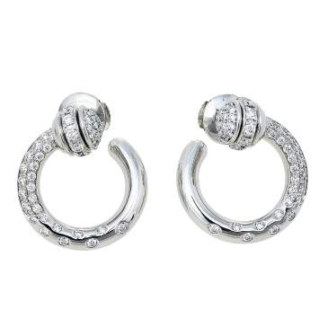 Pre Owned Piaget Possession Diamond 18K White Gold Open Hoop Earrings