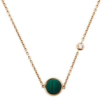 Pre Owned Piaget Possession Malachite Diamond 18K Rose Gold Necklace