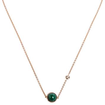 Pre Owned Piaget Possession Malachite Diamond 18K Rose Gold Pendant Necklace