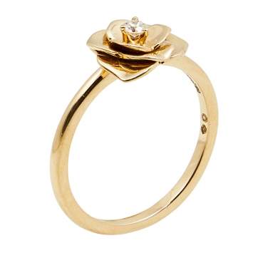 Pre Owned Piaget Rose Diamond 18k Rose Gold Ring Size 52