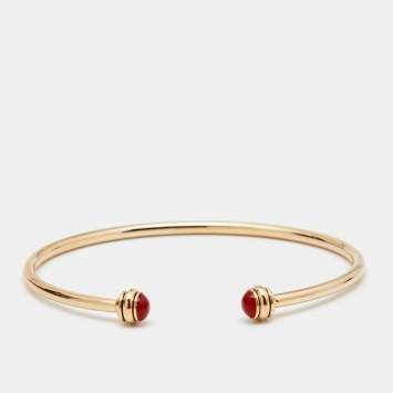 Pre Owned Piaget Possession Carnelian 18k Rose Gold Open Cuff Bracelet 16