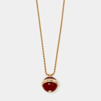 Pre Owned Piaget Possession Carnelian Diamond 18k Rose Gold Pendant Necklace