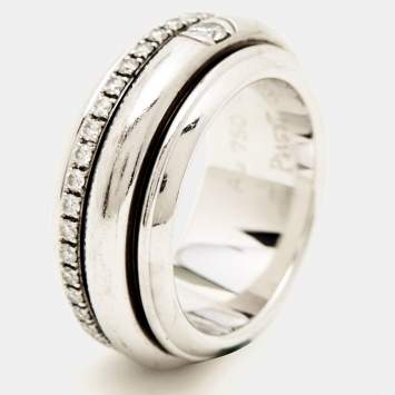 Pre Owned Piaget Possession Diamond 18k White Gold Ring Size 48
