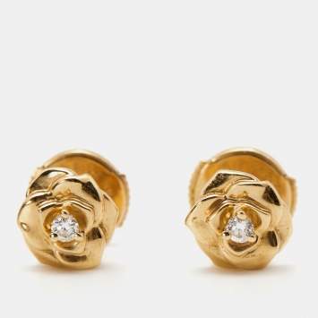 Pre Owned Piaget Rose Diamonds 18k Rose Gold Mini Earrings