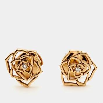 Pre Owned Piaget Rose Diamond 18k Rose Earrings