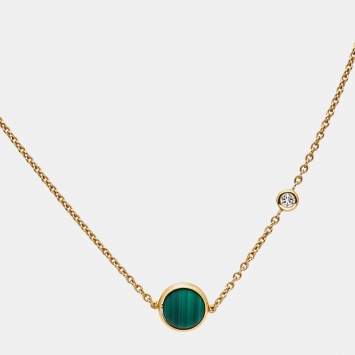 Pre Owned Piaget Possession Malachite Diamond 18k Rose Gold Necklace