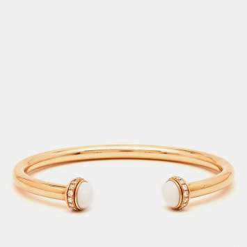 Pre Owned Piaget Possession White Chalcedony Diamonds 18k Rose Gold Bracelet 15