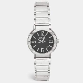 Pre Owned Piaget Black 18K White Gold Polo P10114 Unisex Wristwatch 38 mm
