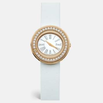 Piaget Silver 18K Rose Gold Diamond Satin Possession GOA36188 Women's Wristwatch 29 mm