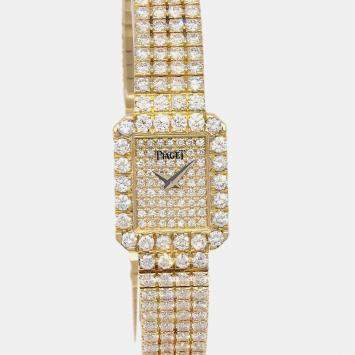 Pre Owned Piaget Limelight 15421 C626 Quartz Silver 18k Yellow Gold Women's Wristwatch 15 mm