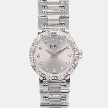 Pre Owned Piaget Dancer 5964AK81 Quartz Silver 18k White Gold Women's Wristwatch 19 mm