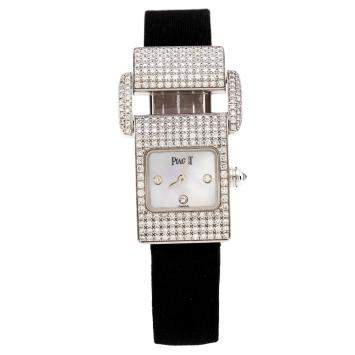 Pre Owned Piaget Mother of Pearl 18K White Gold Diamond Miss Protocole 5225 Women's Wristwatch 17MM
