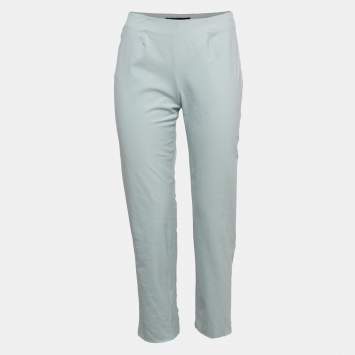 Pre Owned Piazza Sempione Blue Stretch Cotton Audrey Trousers M