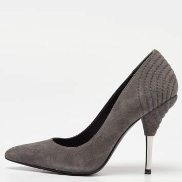Pre Owned Pierre Balmain Grey Suede Pointed Toe Pumps Size 35