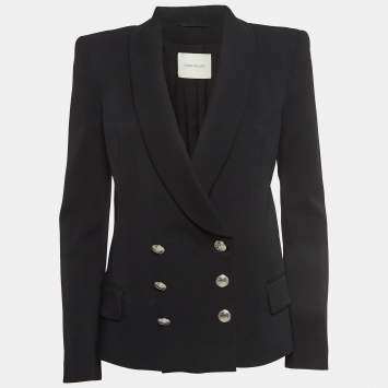 Pre Owned Pierre Balmain Black Crepe Double Breasted Blazer S