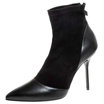 Pre Owned Pierre Hardy Black Suede And Leather Dolly Pointed Toe Ankle Boots Size 42