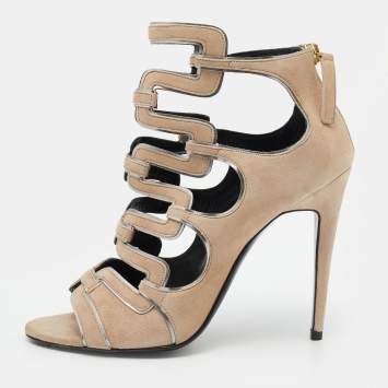 Pre Owned Pierre Hardy Beige Suede Strappy Sandals Size 38.5