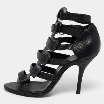 Pierre Hardy Black Snakeskin Strappy Gladiator Sandals Size 35.5