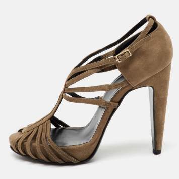 Pierre Hardy Brown Suede Strappy Platform Sandals Size 38