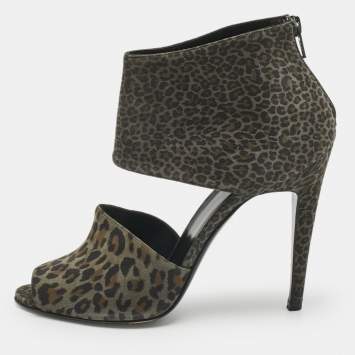 Pre Owned Pierre Hardy Multicolor Leopard Print Suede Ankle Strap Sandals Size 40