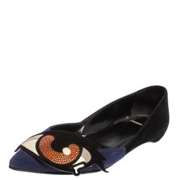 Pre Owned Pierre Hardy Multicolor Suede Oh Roy Eye Ballet Flats Size 37