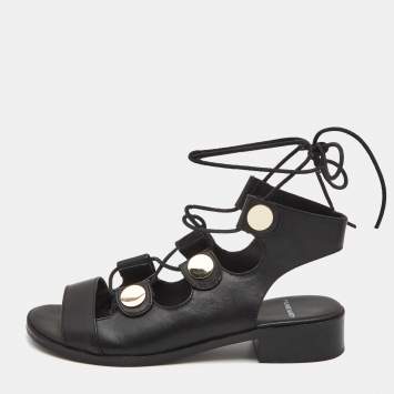 Pre Owned Pierre Hardy Black Leather Gladiator Sandals Size 39