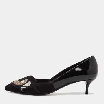 Pre Owned Pierre Hardy Black Patent Leather and Suede Oh Roy Eye Pumps Size 39