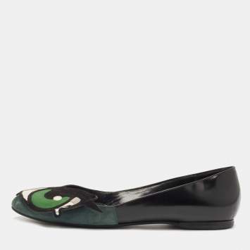 Pre Owned Pierre Hardy Multicolor Suede and Leather Oh Roy Eye Ballet Flats Size 40