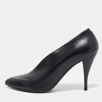 Pierre Hardy Black Leather V Neck Pointed Toe Pumps Size 38